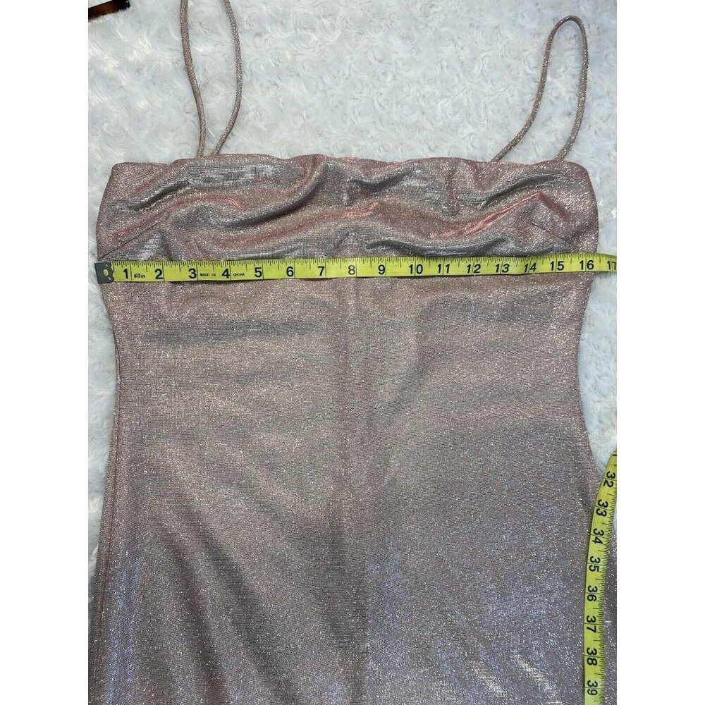 Windsor Spaghetti Strap Pink Shimmer Dress Size L Mini Party Ready Holiday Comfy - Picture 7 of 10